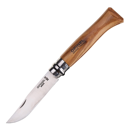 Нож Opinel №8, нержавеющая сталь, рукоять оливковое дерево, деревянный футляр, чехол, 001004 001004 от прозводителя Opinel